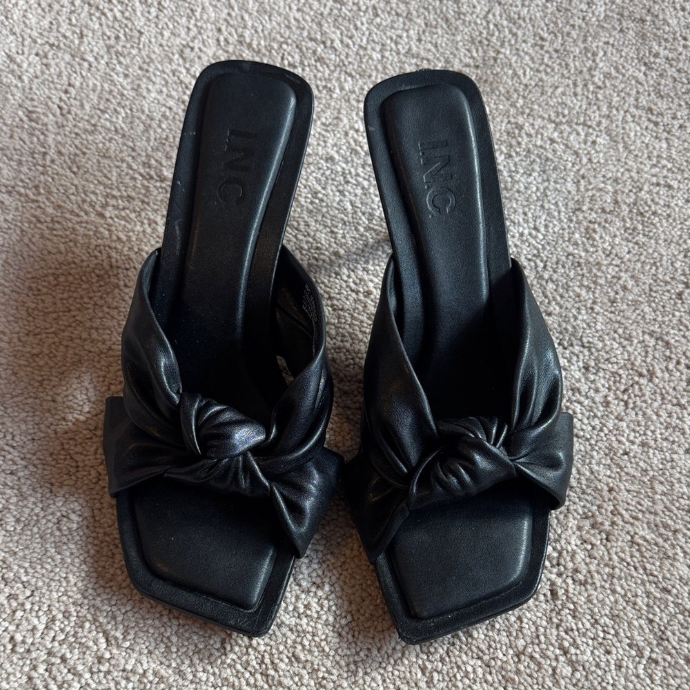 INC International Concepts Black Knotted Slide Mules